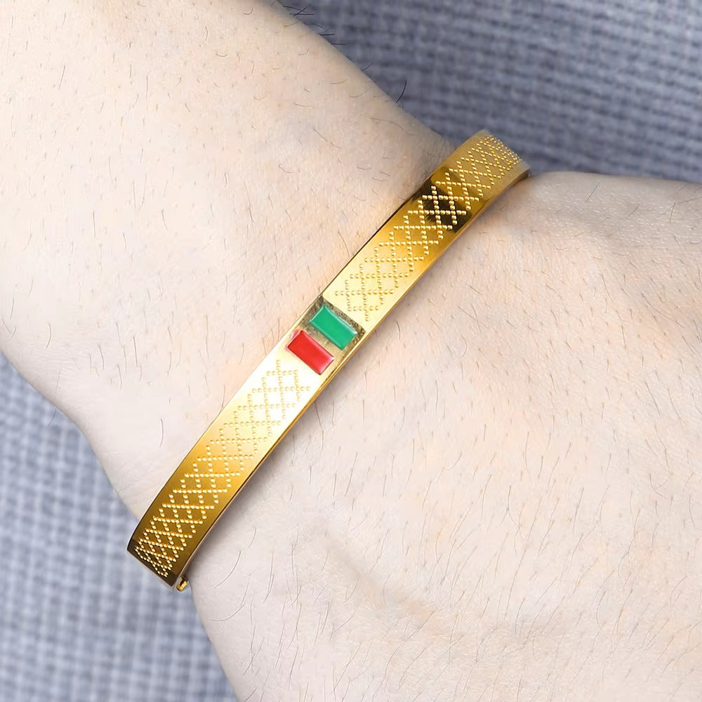Green Red Cuff Stainless Steel